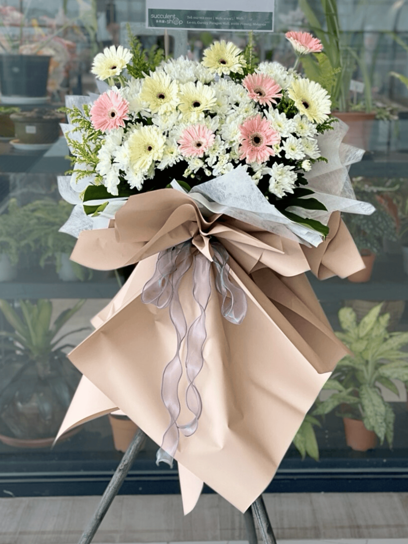 Sweet Gerbera Condolence & Funeral Flower Stand