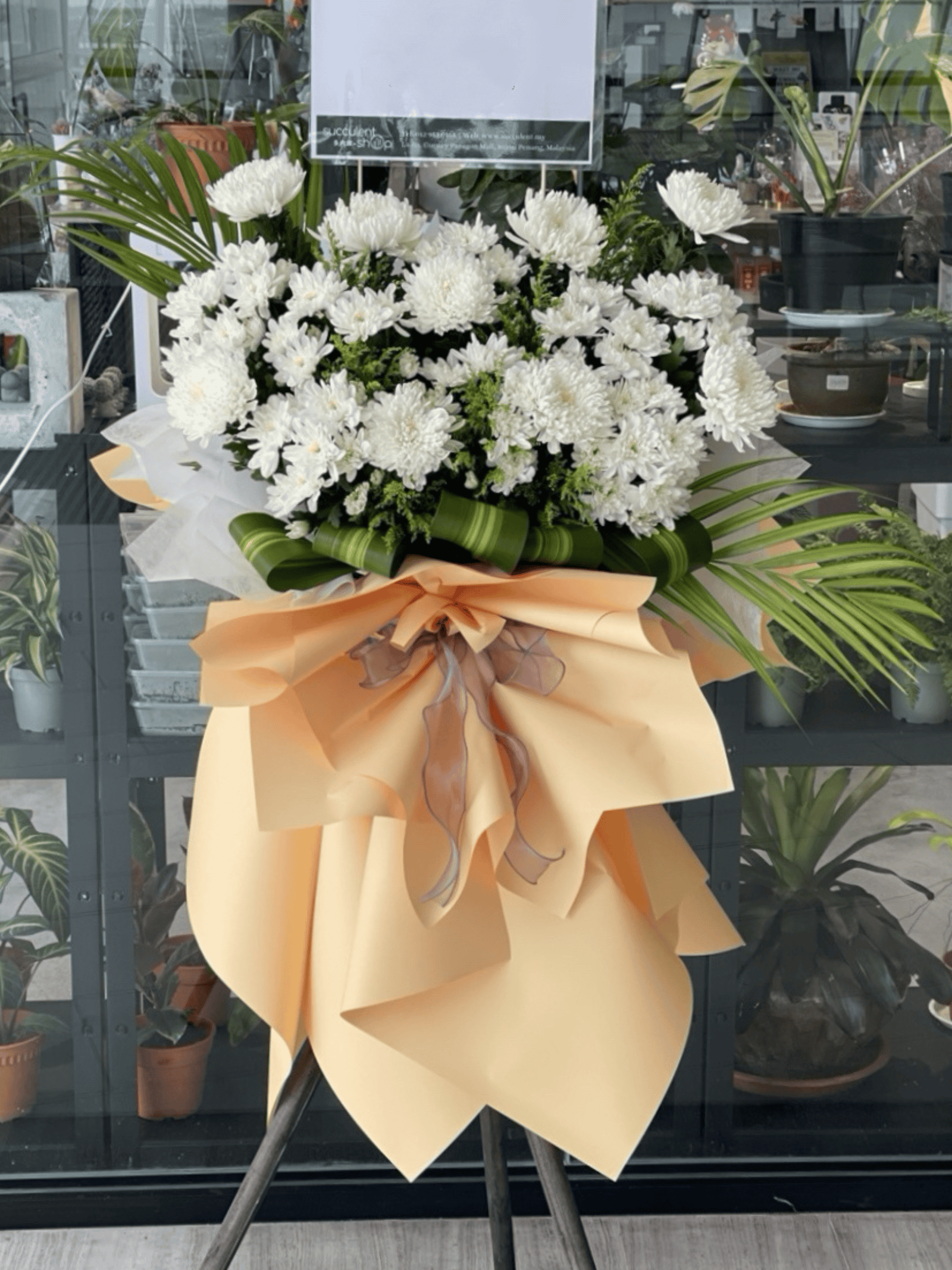 White Condolence & Funeral Flower Stand