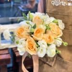 Bridal Champagne Rose & White Eustoma Hand Bouquet