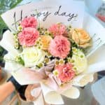 Pink Carnation & Champagne Rose Bouquet - Image 2