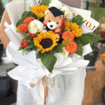 Graduation Sunflower & Bear Bouquet