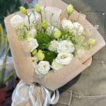 Green Ball & White Eustoma Bouquet