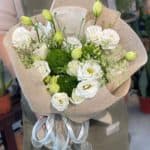 Green Ball & White Eustoma Bouquet - Image 2