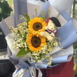 Graduation Sunflower Bouquet with Bear