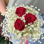 Red Rose & Baby’s Breath Hand Bouquet